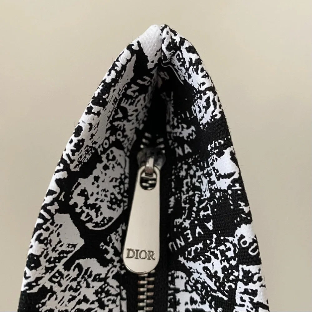 Brand New Christian Dior Black White Paris Map Print Cosmetic Bag Makeup Pouch